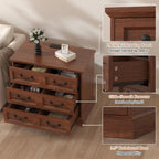 VVFLU 27.6" Wide Farmhouse Nightstand with Charging Station, 3 Drawer Nightstands Set of 2, Larger Side Table End Table, Modern Night Stand for Bedroom, Living Room, Cherry Nightstand