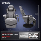 RESPAWN 900 Console Gaming Recliner with Footrest and Lumbar Support - Comfortable Ergonomic Gaming Chair with Headrest, No Wheels, Reclining, Heavy Duty, Racing Style Video Game Chairs - Gray Fabric