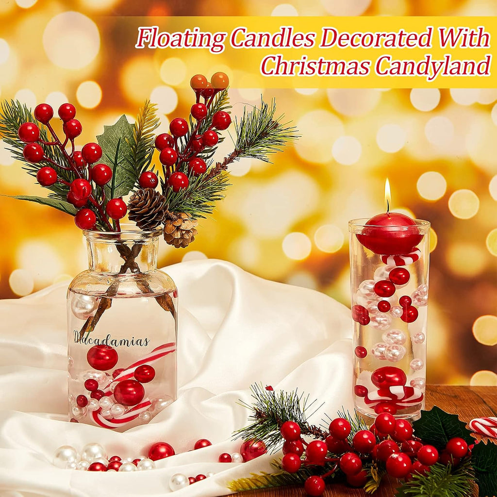 106 Pieces Christmas Vase Filler Pearl for Vase Fillers Floating Candles Centerpiece Beads Vases Pearls Filler for Christmas Home Table Party Decor, Not Included Clear Beads (Classic Style)
