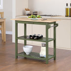 Convenience Concepts Designs2Go 3 Tier Butcher Block Kitchen Prep Island 40" - 3 Tier Modern Cooking Cart with Drawer, Food Serving Station for Kitchen, Dining Room, Dark Green Sage