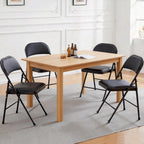 Simple Deluxe Dining Chairs Set of 4, Leather Cushion Foldable Contemporary Kitchen Side Chair with Padded Back & Sturdy Metal Legs, Upholstered Seat for Home/Living Room/Bedroom/Cafe, Black