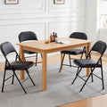 Simple Deluxe Dining Chairs Set of 4, Leather Cushion Foldable Contemporary Kitchen Side Chair with Padded Back & Sturdy Metal Legs, Upholstered Seat for Home/Living Room/Bedroom/Cafe, Black