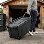 40 Gallon Storage Bins with Wheels and Handle, Heavy-Duty Plastic Storage Containers with Lids, Large Stackable Storage Box, Industrial Tote for Bedroom, Garage, Warehouse, Dorm Room, Gray