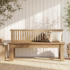 Tribesigns 55-Inch Entryway Bench, Farmhouse Seating Bench with Vertical Stripes Backrest, for Hallway, Kitchen, Living Room, Easy to Assemble, Brown