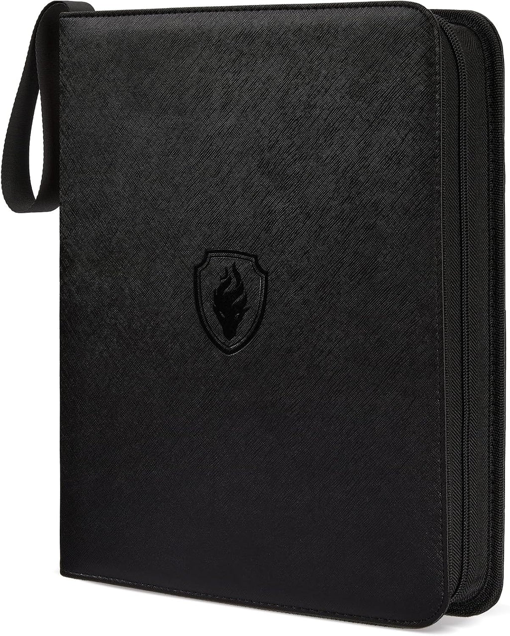 Fabmaker 9 Pocket Card Binder, Premium Trading Card Binder Holds 756 Cards, PU Cover 3 Ring Zipper Card Binder, Portable Baseball Card Binder, Collection Album for Game & Sport Cards, Black