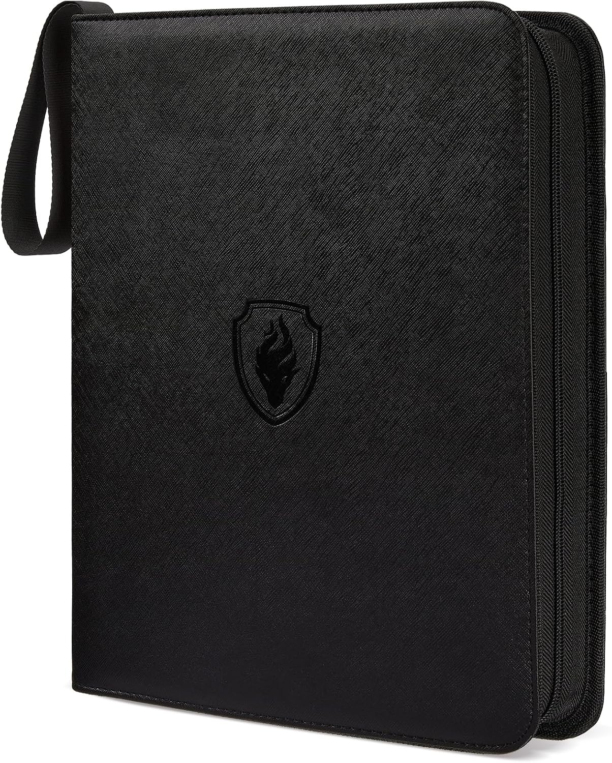 Fabmaker 9 Pocket Card Binder, Premium Trading Card Binder Holds 756 Cards, PU Cover 3 Ring Zipper Card Binder, Portable Baseball Card Binder, Collection Album for Game & Sport Cards, Black