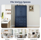 Polibi Large Freestanding Kitchen Pantry, 43.3"x20"x77.3" Tall Storage Cabinet with 5 Drawers, 2 Adjustable Shelves & 6 Door Shelves, Vintage Blue Cupboard for Organization