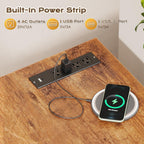 PRAISUN 47 Inch Computer Gaming Desk with Power Outlets and USB-C Port, 24 Inch Deeper Desktop, Office Desk for Home Office, Study, Bedroom, Writing Work from Home Desk, Metal Frame, Rustic Brown