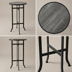 Round Wood Bar Table & Counter Height Table Industrial Metal Bistro Pub Table for Kitchen, Indoor Outdoor Patio, Small Spaces