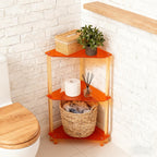 3-Tier Triangle End Table, Orange Acrylic Side Table for Living Room, Bedroom, Office, Freestanding Corner Shelf Stand for Small Space, 11.8"x11.8"x26", 22 lbs Capacity