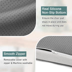baibu Memory Foam Rectangle Bench Stool Cushion Set of 2, Dual-Layer Design Non-Slip Saddle Stool Pads Bar Stool Cushion with Machine Washable Cover - Only 2 Pads (White, 18x9.5x1.5in)