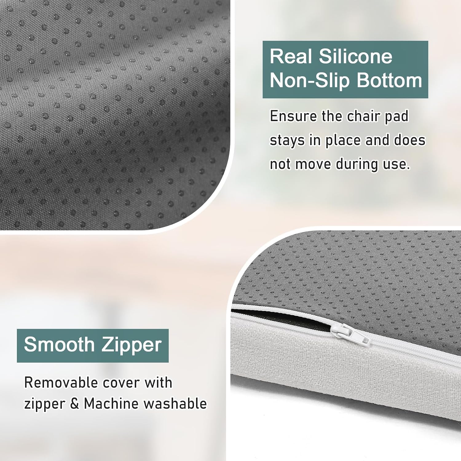 baibu Memory Foam Rectangle Bench Stool Cushion Set of 2, Dual-Layer Design Non-Slip Saddle Stool Pads Bar Stool Cushion with Machine Washable Cover - Only 2 Pads (White, 18x9.5x1.5in)