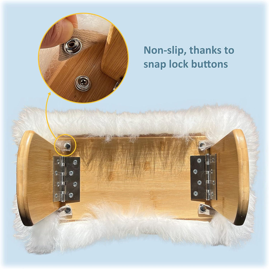 Meditation Bench Luxury Genuine Sheepskin Seat Cover meditate deeper & longer in pure comfort - mindful prayer kneeler - unique ergonomic design supports back and knees to bring health & wellbeing