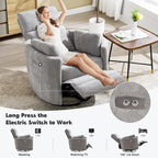 Power Recliner,Nursery Swivel Glider Rocking Chair with USB Port,Upholstered Adult Recliner Nursery Rocker Chair with 2 Pillows for Living Room Bedroom Nursery(Lightgrey, Power-Driven)