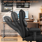 Vonesse Big and Tall Office Chair, Desk Chair with Soft Adjustable Armrests, Ergonomic High Back Gaming Chair with Lumbar Support, Executive Computer Chairs with Footrest (PU Leather, Black)