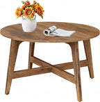 VASAGLE MAEZO Collection - Round Coffee Table, 31.5-Inch Center Table, Tapered Legs, Curved Transitions, Easy to Assemble, for Living Room, Honey Brown ULCT251KB01S
