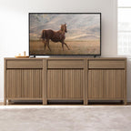 SICOTAS 29" Fluted Buffet Cabinet with Storage, Modern Sideboard Cabinet with Drawer & Adjustable Shelves, Premium Credenza for Kitchen & Living Room, Reclaimed Caramel Oak