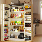 Tall Kitchen Pantry Cabinet: Food Pantry Cabinets for Kitchen Storage, Off White Wood Storage Cabinet with 2 Doors, Farmhouse Cabinets with Freestanding Cupboard