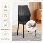Black Dining Chairs Set of 6, Modern PU Leather Kitchen Chairs with Soft Cushion and Black Metal Legs, Waterproof and Easy to Clean, Armless Dining Chairs for Dining Room,Kitchen,Apartment