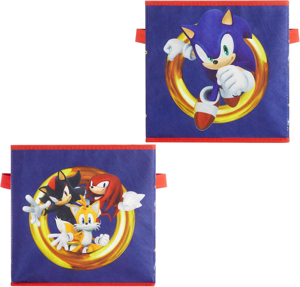 Sonic the Hedgehog Set of 2 Durable Storage Cubes with Handles, 10"x10"x10" Cubes