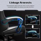 Yaheetech Gaming Chair with Electric Massage Lumbar Support, Footrest & Headrest — Ergonomic High Back Recliner for Home Office, Computer Desk Chair, Height Adjustable, 300 lbs, Black/White