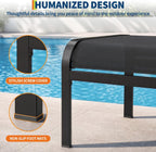 Outdoor Ottoman Set of 2, Ottoman Foot Rest with Textile Fabric, Metal Frame, No-Slip Feet, Stackable Stools for Patio Garden Pool, Black