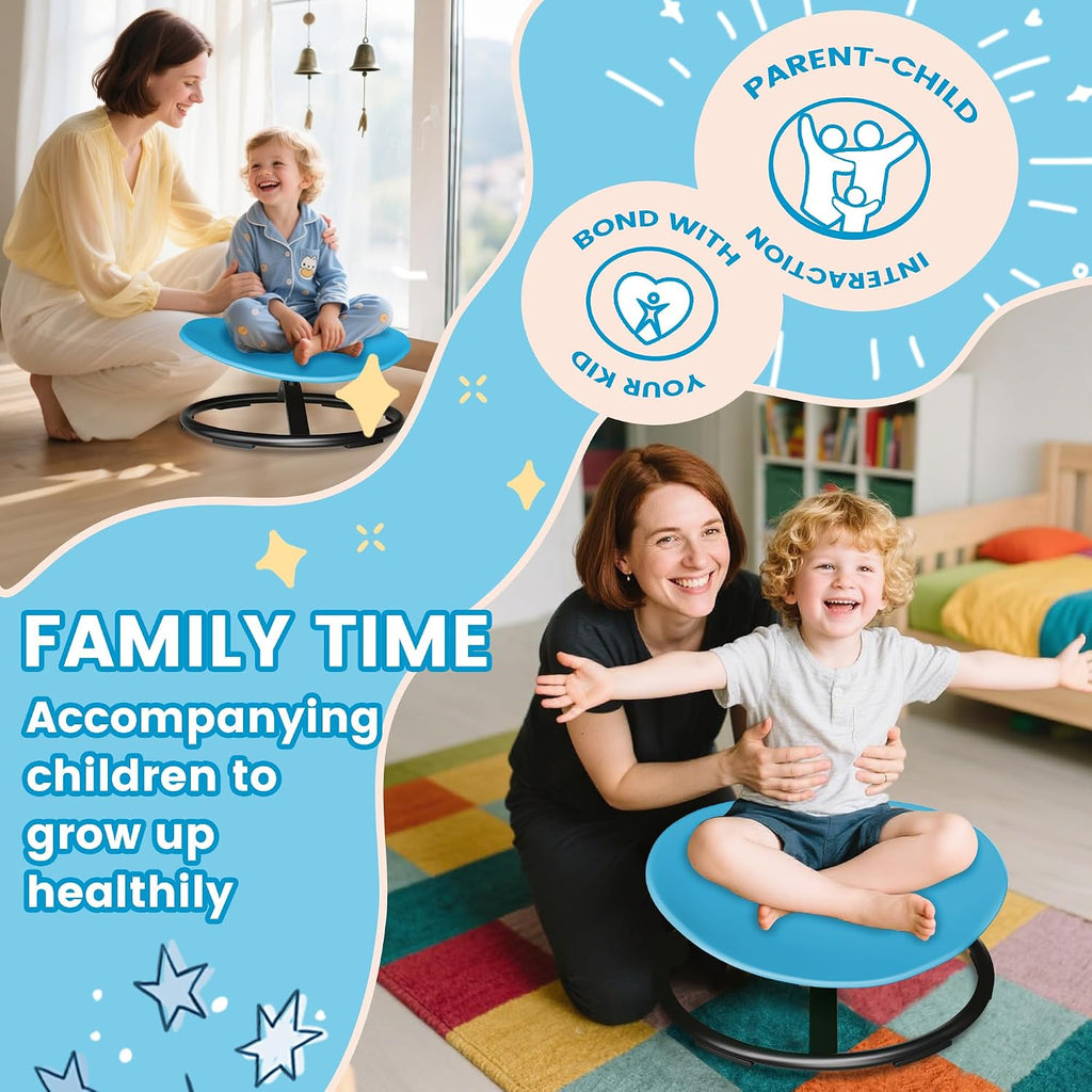Pterying 21" L × 19" W Large Size Spinning Chair for Autistic Kids, Autism Sensory Products, Sensory Toys Gifts for Kids with Autism & ADHD, Training Body Coordination, Azure Rounded Shape