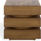 SAFAVIEH Couture Collection – Shayrina Walnut & Dark Brown Marble Accent Table, Sculptural Wood Base Side Table (SFV9765B)
