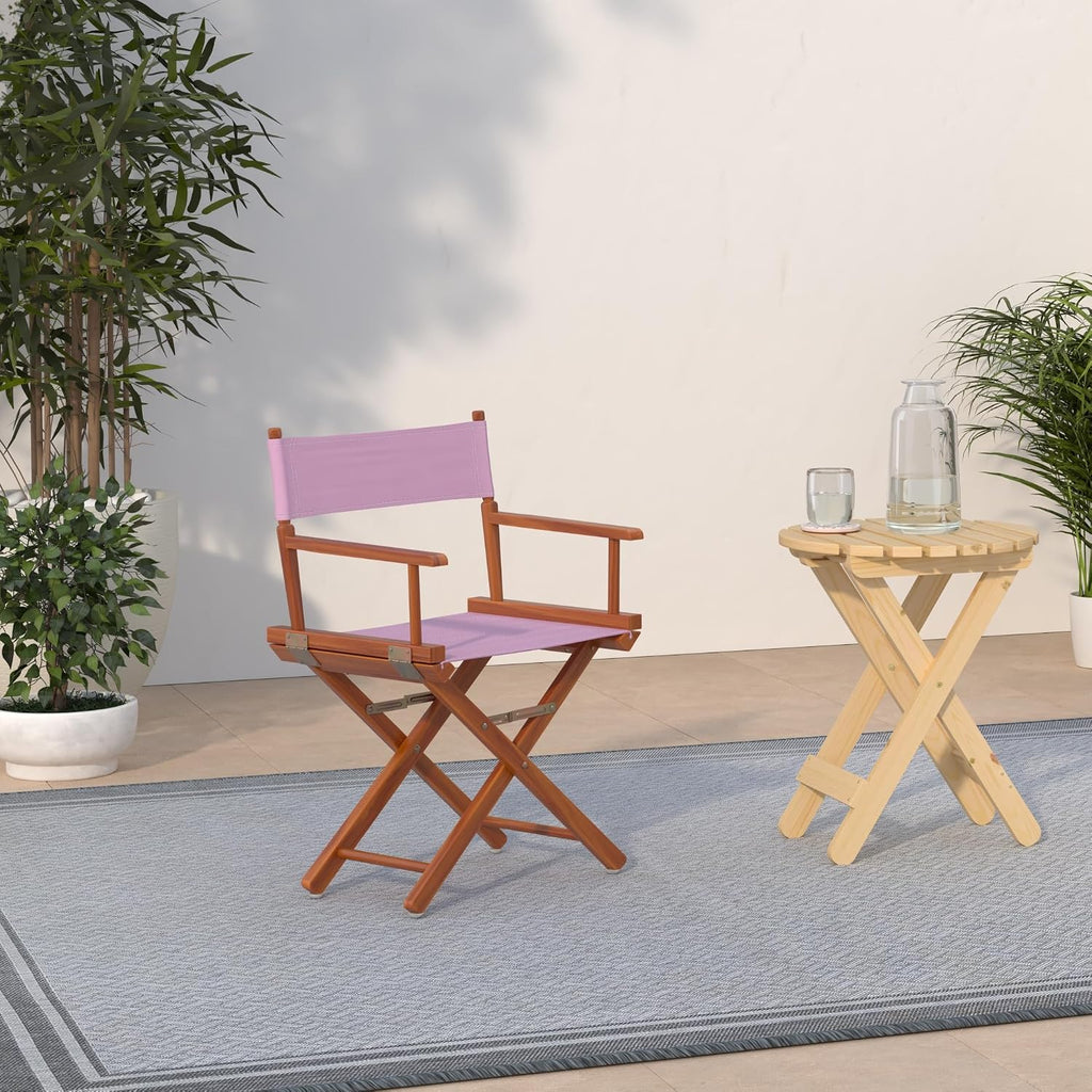 Casual Home 200-55/021-22 18" Honey Oak Frame-Pink Canvas Director Chair Classic Height, OakFrame