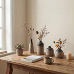 Ceramic Bud Vases, Rustic Small Vase Set of 11, Mini Pottery Vases for Flowers, Modern Farmhouse Home Decor, Clay Vases for Wedding Centerpiece, Shelf and Dinning Table Decoration