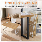 VECELO Low Table, Folding Table, Width 27.6 x Depth 18.9 x Height 11.8 inches (70 x 48 x 30 cm), Oak Bed Table, Mini Table, Non-slip, Drawers, Recessed Groove, Book Stand, Lightweight, Multifunctional