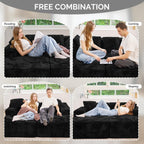 Luxanimarion 131'' Large Sectional Couches with Chaise, U Shaped Cloud Sofa, No Assembly Required Deep Seat Modular Lounge Bed for Living Room 1PCS, Bedroom
