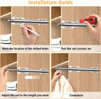 Valet Rod For Closet Pull Out, Heavy Duty Adjustable Valet Rod For Closet, Laundry Room, Bedroom, Bathroom (Chrome)