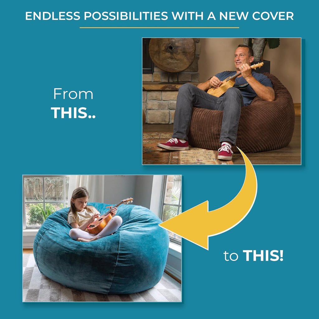 CordaRoy's Full Size Chenille Bean Bag Chair Cover (Bean Bag Sold Separately), Navy