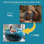 CordaRoy's Full Size Chenille Bean Bag Chair Cover (Bean Bag Sold Separately), Navy