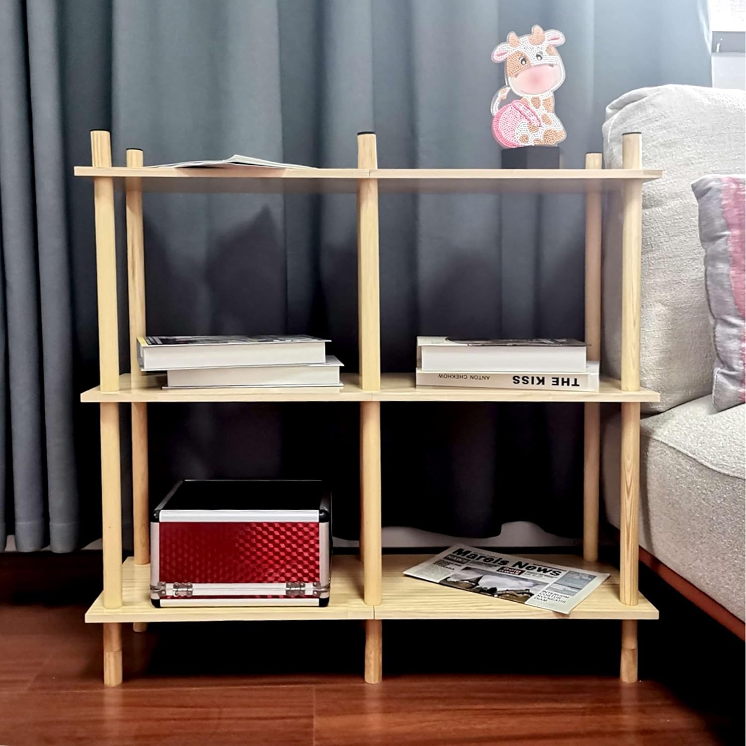 3 Tier Wide End Table, Solid Wood Bedside Night Stand for Small Spaces Corner Coffee Storage Shelf for Office, Living Room, Bedroom