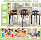 HONEY JOY 6 Pack Stackable Stool, 17.5” Kids Stacking Decoration Stool Set w/Metal Frame & Plastic Seat, Backless Round Flexible Seating for Children's Table, School, Classroom(6 Piece, Black)