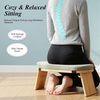 Meditation Stool, Foldable Bamboo Kneeling Bench with Velvet Cushion, Ergonomic Yoga Seat with 5° Forward Tilt, Portable Floor Chair for Seiza and Lotus, High Weight Capacity 397 Lbs, Wood Color
