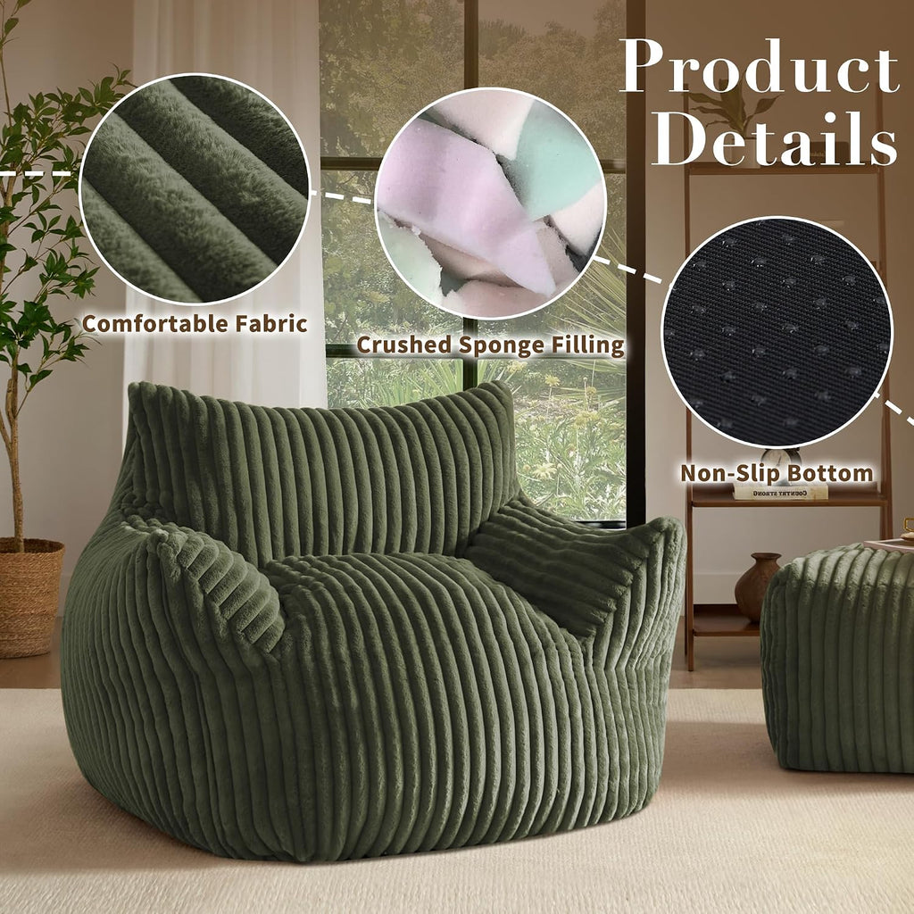 Oversized Bean Bag Chair for Living Room Furniture Bean Bag Chairs for Adults- Small Couch & Lounge Accent Chair for Living Room Chairs or Bedroom
