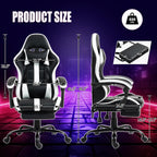 Massage Gaming Chair with Footrest, Ergonomic PU Leather Computer Chair w/Headrest and Lumbar, Height Adjustable, 360° Swivel Desk Office Chair, White