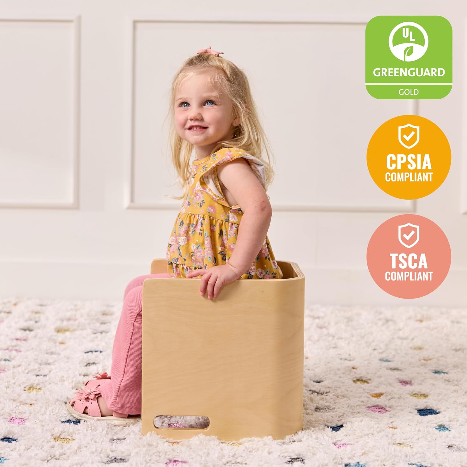 ECR4Kids Bentwood Multipurpose Toddler Cube Chair, Montessori Furniture, Natural