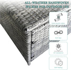 GIANGSUNNY 3 Patio Furniture Set with Storage, Outdoor Sectional Wicker Rattan Conversation Set with Loveseat & Glass Coffee Table, All-Weather Patio Seating (Grey, 3Pcs Set with Storage)
