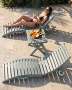 PLUUV HDPE Folding Pool Lounge Chairs Set of 2, Use in Pool Lounge Chairs up to 8-Inches of Water, Pre-Assembled Lounge Chair with Cup Holders, for Hotel, Resort, Poolside, Sun Decks -Light Blue