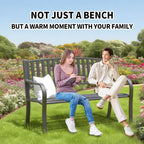 YLGJ&TIDY 50 Inches Garden Benches for Outdoor Patio Bench with Stripe Pattern Backrest Armrest Weatherproof Park Benches Metal Bench for Garden Park Porch Lawn Yard (Vertical Line)