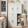 Garvee 70" Tall Kitchen Pantry Storage Cabinet, Modern Kitchen Hutch Cabinet with Doors and Shelves, Freestanding Food Pantry with Large Storage Drawer for Dining Room and Household Organization