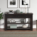 RuiSiSi 48” Console Table with 3 Drawers and 2 Shelves, Farmhouse Wood Sofa Table for Living Room, Entryway, Hallway, Distressed Black