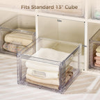 Vtopmart 4 Pack Clear Stackable Storage Drawers 15QT, Easily Assemble Closet Organizers,Plastic Storage Bins for Bathroom,Cabinet,Kitchen Pantry,Under Sink Organization(Medium)