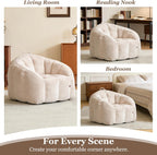 Royal Windsor Giant Bean Bag Chairs for Adults, 47 Inch Oversized Bean Bag Couch with Armrests, Lazy Floor Lounge Sofa Comfy Reading Chair for Living Room, Bedroom & Dorm, Beige