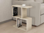 Hanah Home Elegant Side Table, Travertine Colour, 45 x 51.4 x 17 cm, 100% Melamine Coated Particle Board, 18 mm Thick, Stylish Marble Design for Modern Spaces