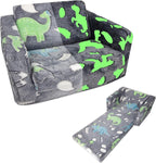 Asou Kids Sofa Toddlers Sofa Glow in The Dark Kids Fold Out Play Couch Mini Dinosaur Couch for Kids Toddlers